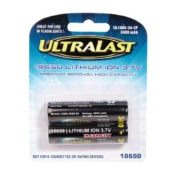 UltraLast Lithium Ion 18650 3.7 V 3400 Ah Rechargeable Battery 2 Pk