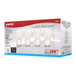 Satco 13 W T2 1.81 In. D X 4.13 In. L CFL Bulb Soft White Compact 2700 K 4 Pk 8 Satco 13 W T2 1.81 In. D X 4.13 In. L CFL Bulb Soft White Compact 2700 K 4 Pk -Luminexm Store 0c378894 db61 43c5 af42 f0f59d965764