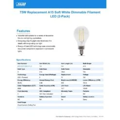 Feit LED A15 E12 (Candelabra) Filament LED Bulb Daylight 75 Watt Equivalence 2 Pk -Luminexm Store 14d03f73 0a11 45ce 8a69 253d61a35f31
