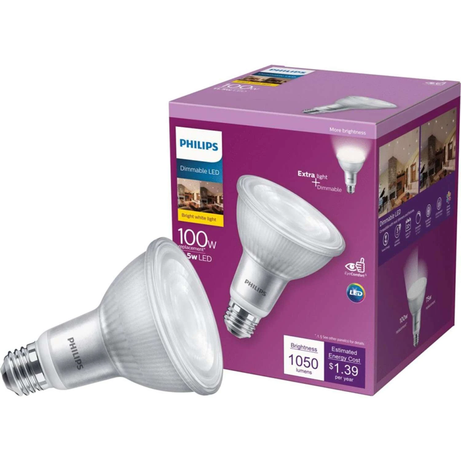 Philips PAR 30L E26 (Medium) LED Bulb Bright White 100 Watt Equivalence 1 Pk 4 Philips PAR 30L E26 (Medium) LED Bulb Bright White 100 Watt Equivalence 1 Pk - Image 2