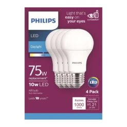 Philips A19 E26 (Medium) LED Bulb Daylight 75 Watt Equivalence 4 Pk -Luminexm Store 17c224bb 4f1c 44be 9d81 93ebd038950e
