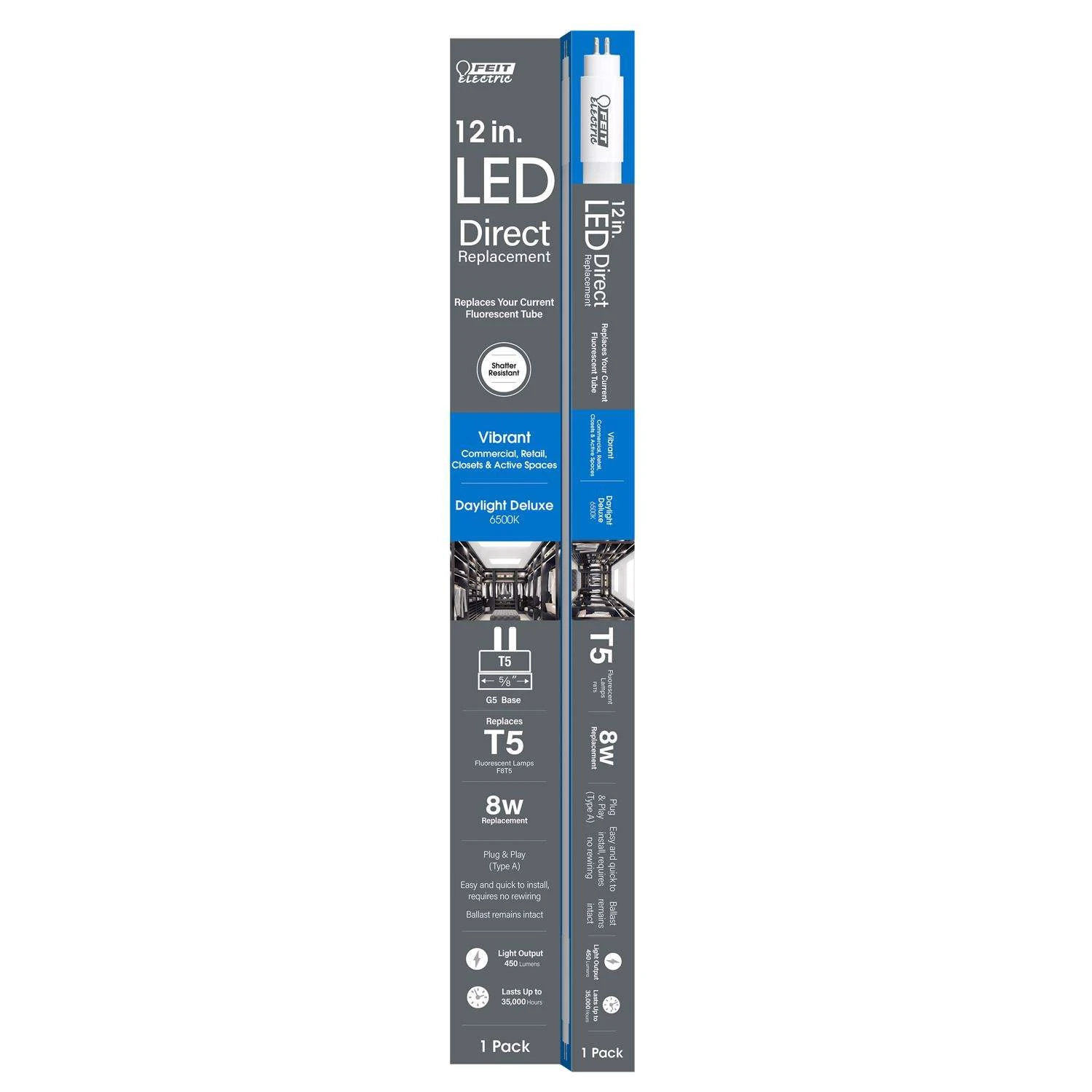 Feit General Purpose Daylight Deluxe 12 In. Bi-Pin Linear LED Linear Lamp 8 Watt Equivalence 1 Pk 3 Feit General Purpose Daylight Deluxe 12 In. Bi-Pin Linear LED Linear Lamp 8 Watt Equivalence 1 Pk