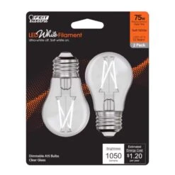 Feit White Filament A15 E26 (Medium) Filament LED Bulb Soft White 75 Watt Equivalence 2 Pk