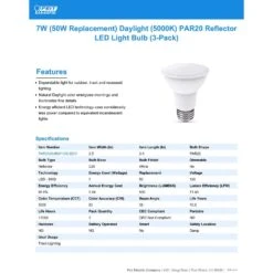 Feit LED Non Dimmable PAR20 E26 (Medium) LED Bulb Daylight 50 Watt Equivalence 3 Pk -Luminexm Store 24041ab2 04ce 4c2c bc16 16dd56c384bc
