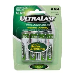 UltraLast NiMH AA 1.2 V 1.5 Ah Solar Rechargeable Battery 4 Pk
