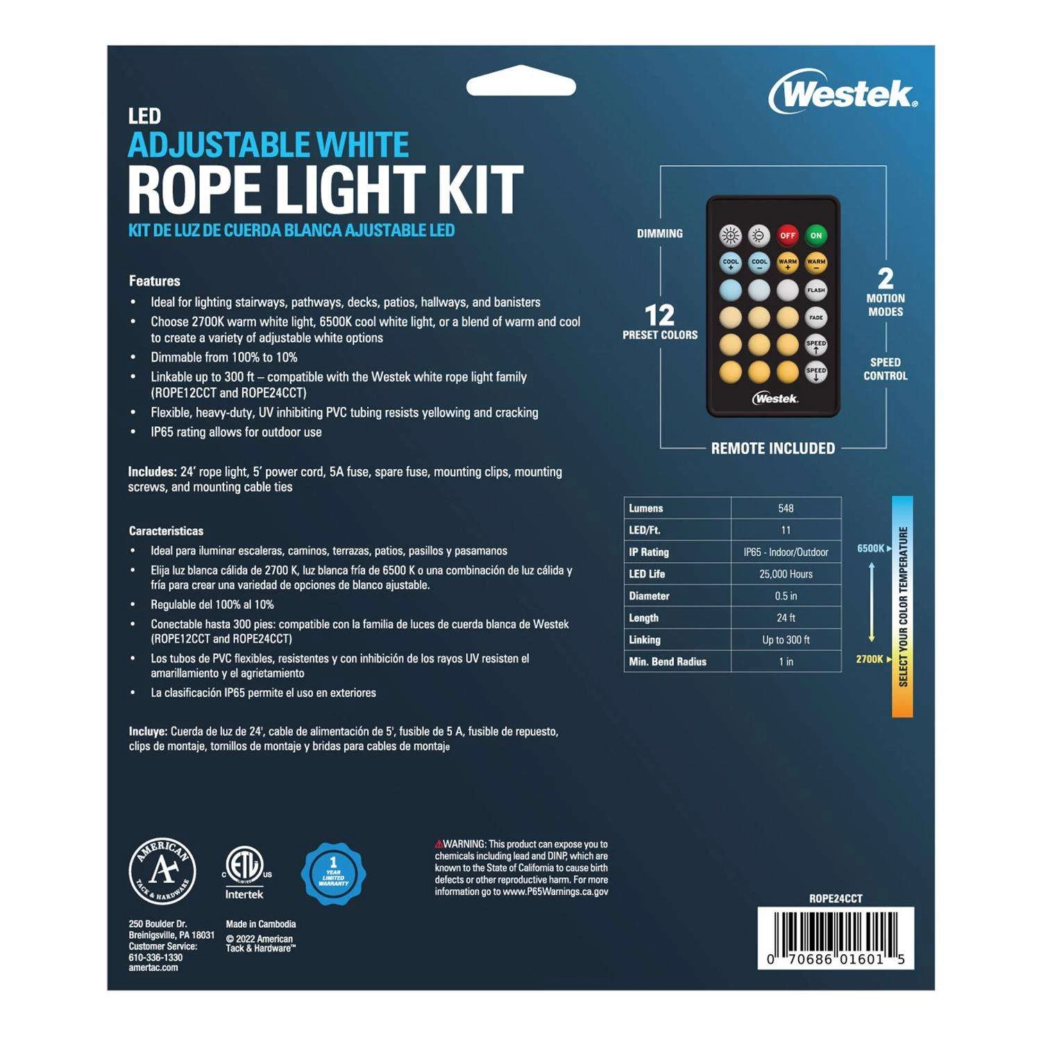 Westek 24 Ft. L White Plug-In LED Rope Light Kit 548 Lm 3 Westek 24 Ft. L White Plug-In LED Rope Light Kit 548 Lm - Image 2