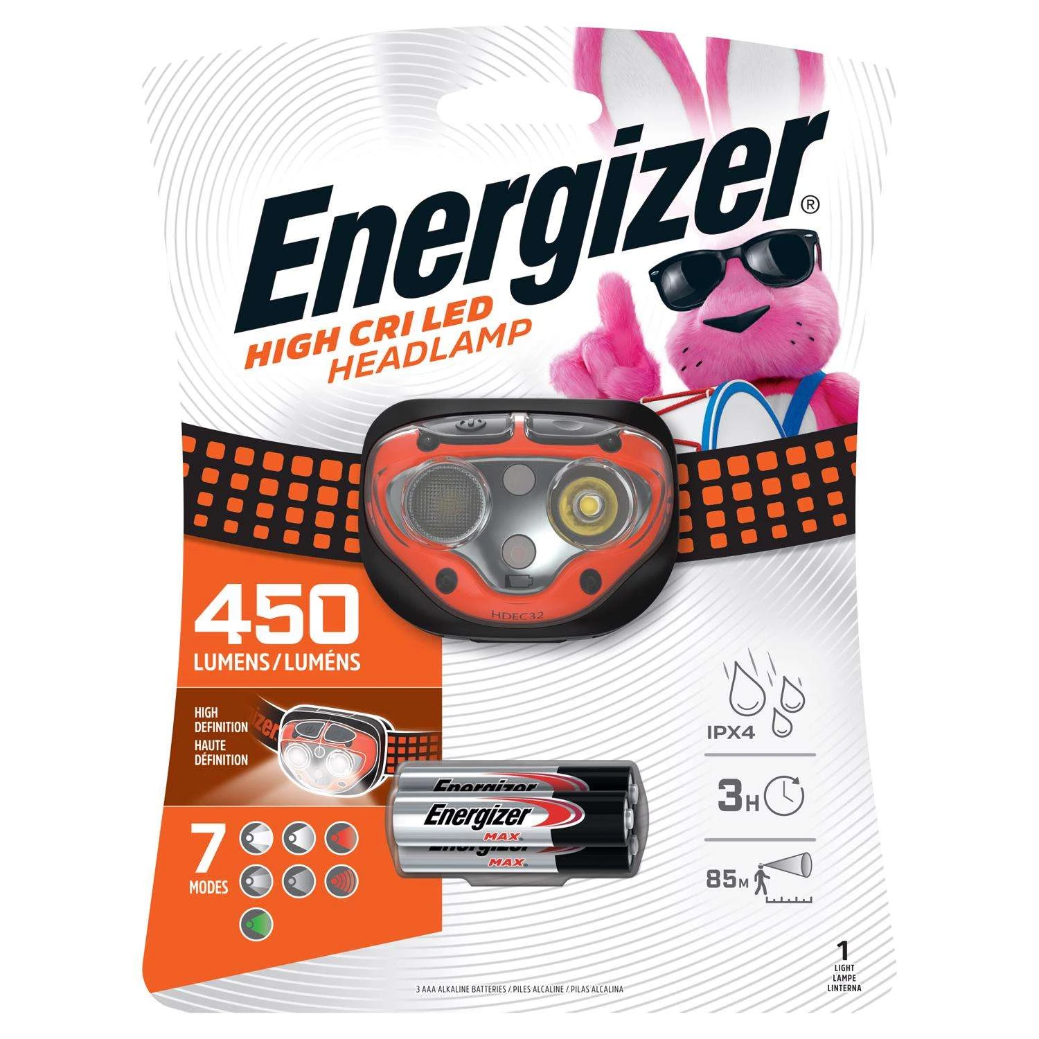 Energizer Vision Ultra High CRI 450 Lm Black/Orange LED Head Lamp AAA Battery 3 Energizer Vision Ultra High CRI 450 Lm Black/Orange LED Head Lamp AAA Battery