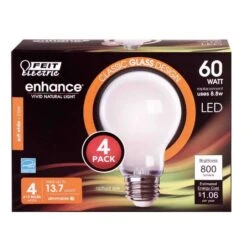 Feit Enhance A19 E26 (Medium) LED Bulb Soft White 60 Watt Equivalence 4 Pk