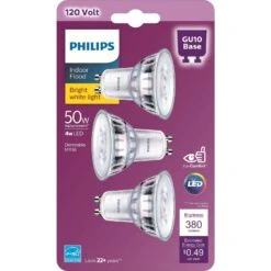 Philips MR16 GU10 LED Bulb Bright White 50 Watt Equivalence 3 Pk