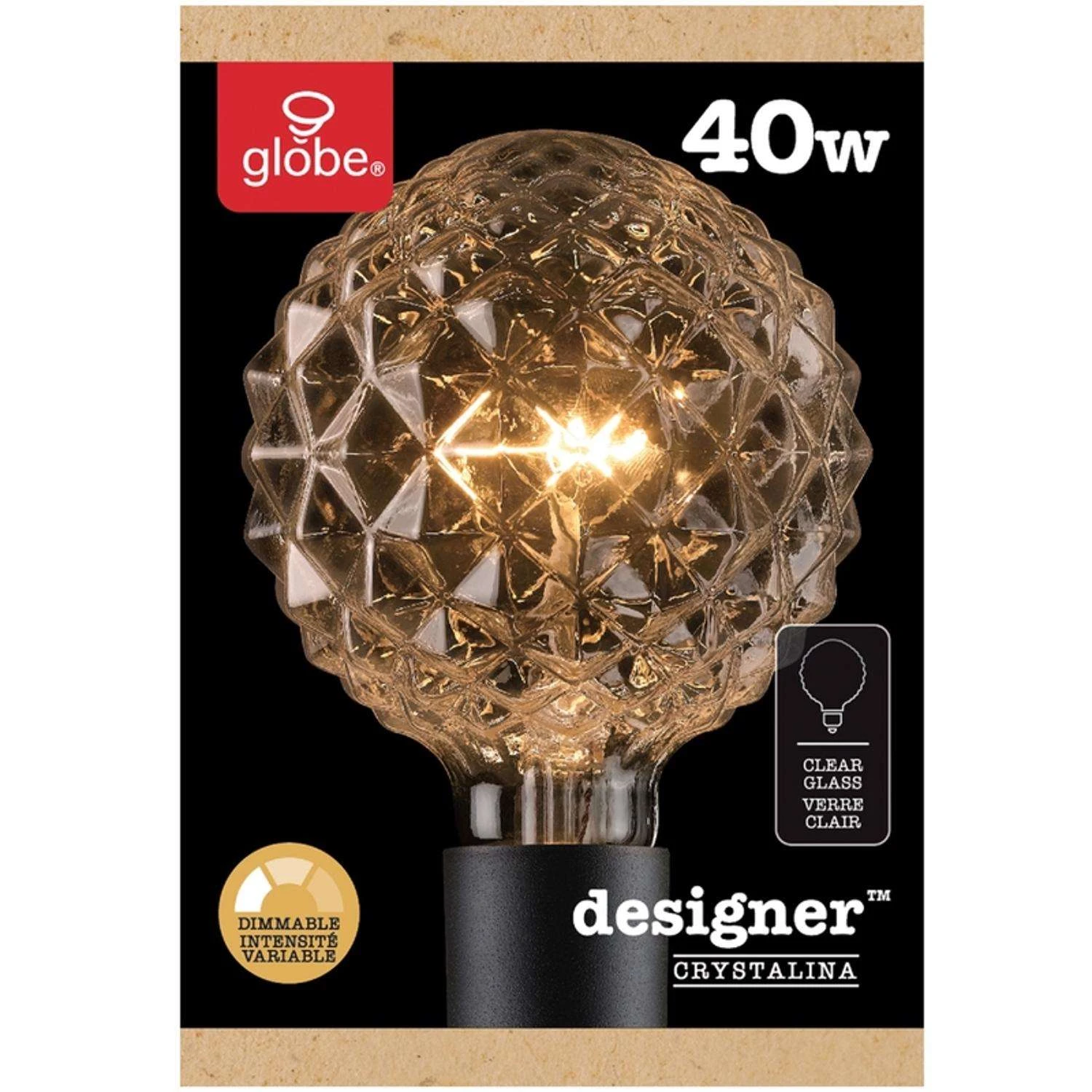 Globe Electric Designer Crystalina 40 W G30 Decorative Incandescent Bulb E26 (Medium) Amber 1 Pk 3 Globe Electric Designer Crystalina 40 W G30 Decorative Incandescent Bulb E26 (Medium) Amber 1 Pk