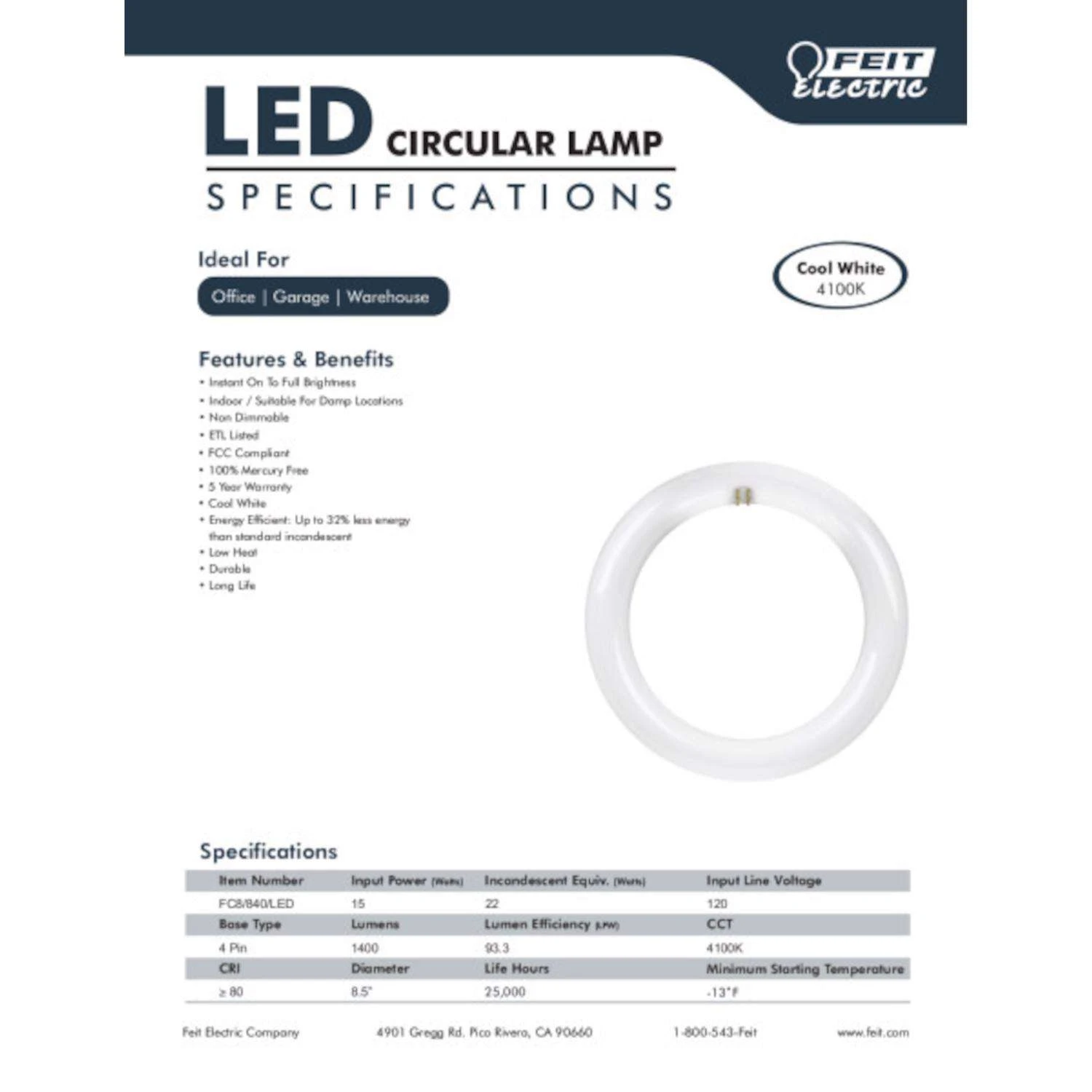 Feit Plug & Play Specialty Cool White 1.2 In. G10Q Circular LED Bulb 22 Watt Equivalence 1 Pk 7 Feit Plug & Play Specialty Cool White 1.2 In. G10Q Circular LED Bulb 22 Watt Equivalence 1 Pk - Image 5