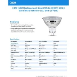 Feit Enhance MR16 GU5.3 LED Bulb Bright White 50 Watt Equivalence 3 Pk -Luminexm Store 4de5051a 984f 422e bc2c 11a99885ccfc