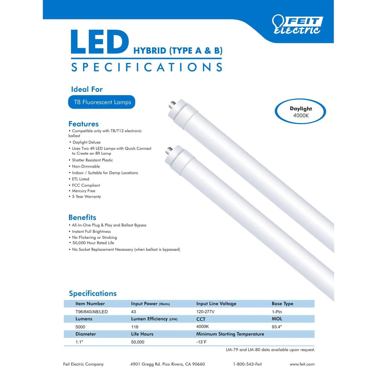 Feit LED Linears T8/T12 Cool White 93.4 In. 1-Pin Linear LED Tube Light Bulb 42 Watt Equivalence 1 P 8 Feit LED Linears T8/T12 Cool White 93.4 In. 1-Pin Linear LED Tube Light Bulb 42 Watt Equivalence 1 P - Image 6
