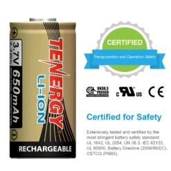 Tenergy Lithium Ion CR123A 3.7 V 0.65 Ah Rechargeable Battery 4 Pk -Luminexm Store 5e5e6c29 c196 4c58 9450 3e9e9033c18f