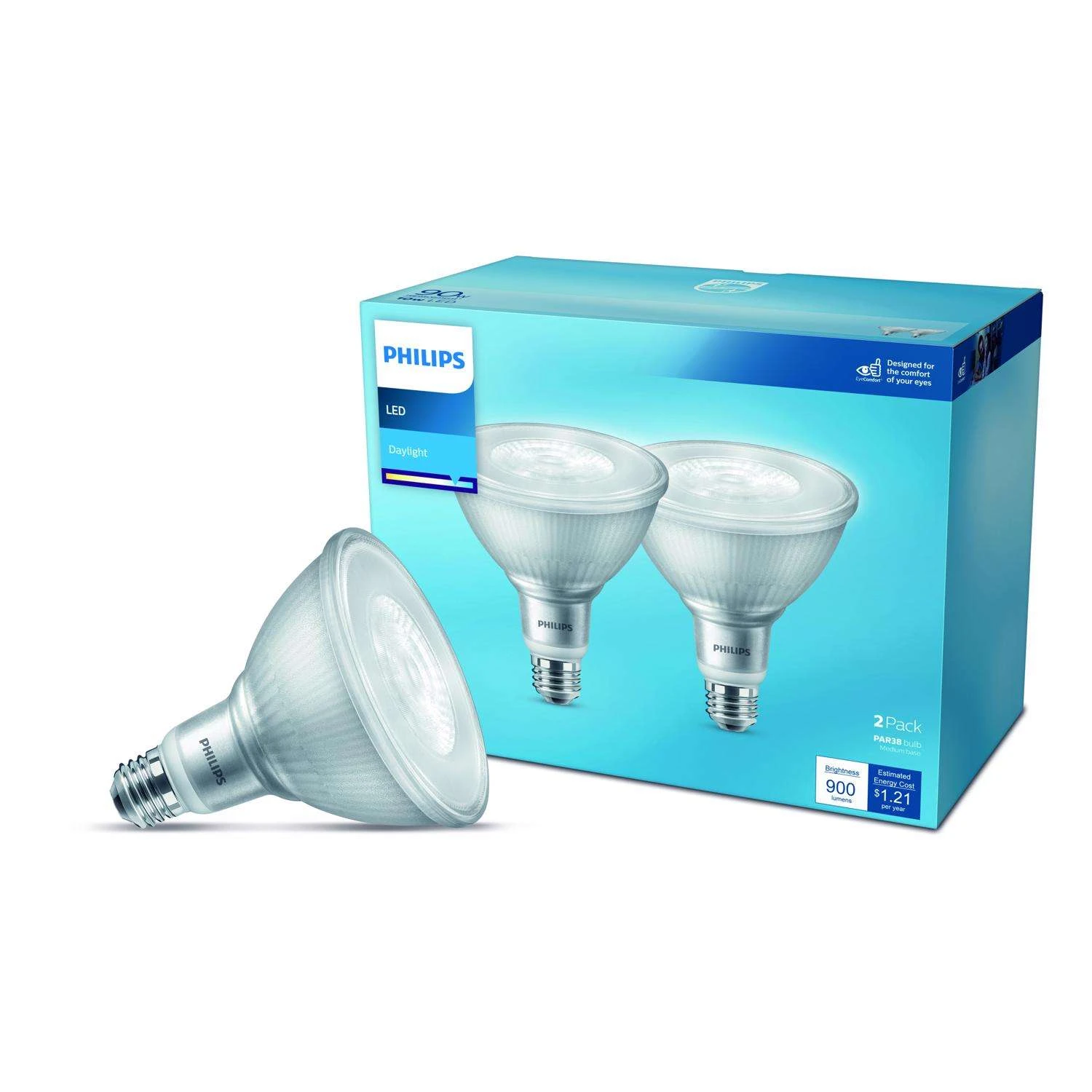 Philips PAR 38 E26 (Medium) LED Floodlight Bulb Daylight 90 Watt Equivalence 2 Pk 3 Philips PAR 38 E26 (Medium) LED Floodlight Bulb Daylight 90 Watt Equivalence 2 Pk