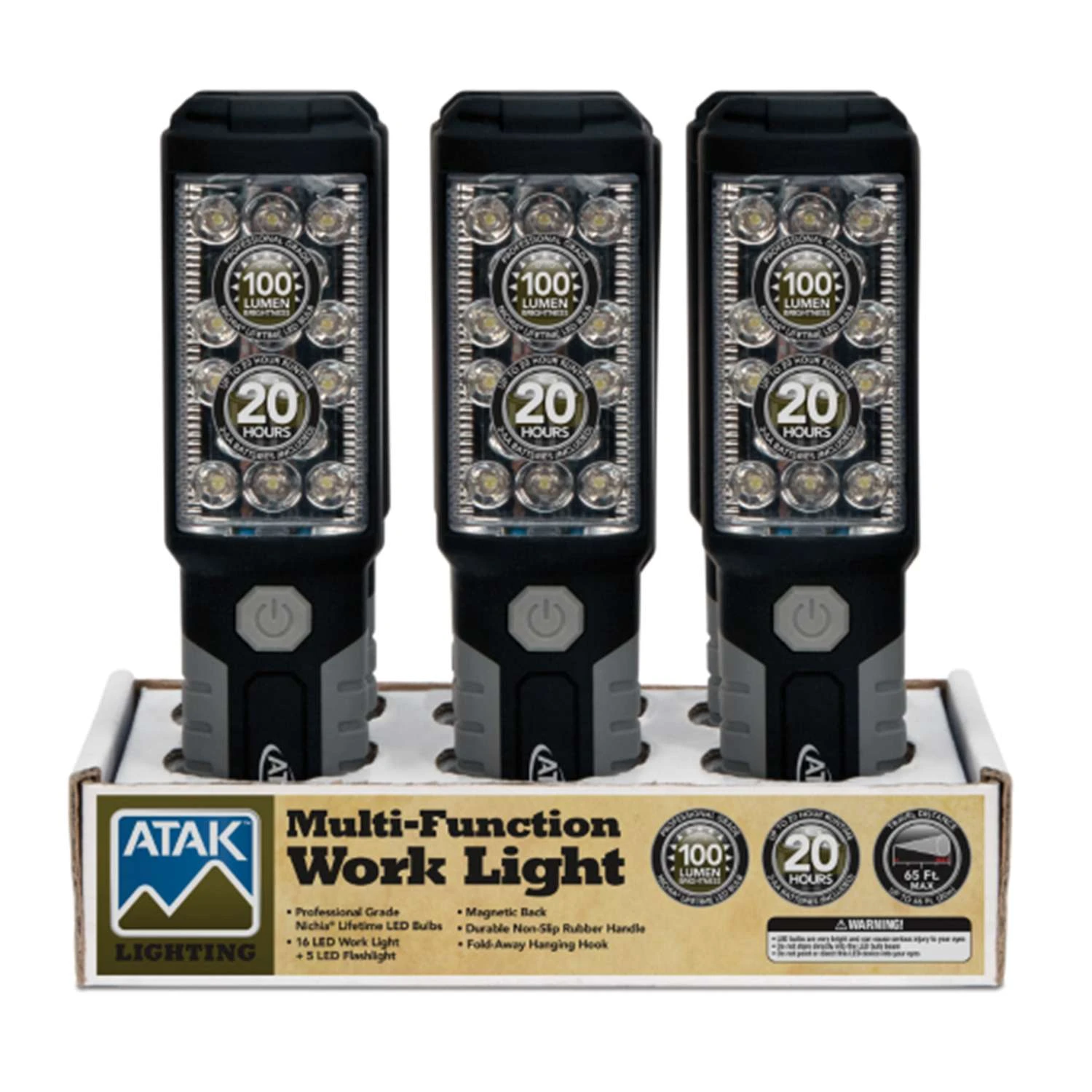 ATAK 100 Lm Black/Gray LED Work Light Flashlight AA Battery 4 ATAK 100 Lm Black/Gray LED Work Light Flashlight AA Battery - Image 2