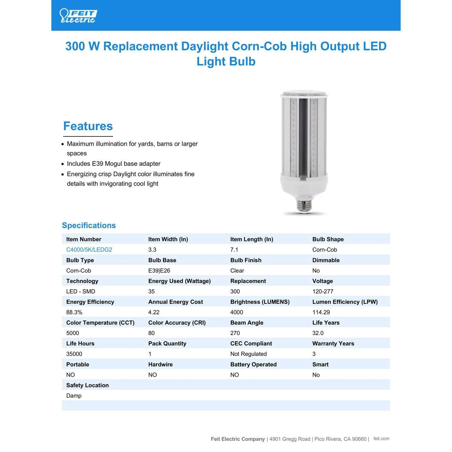 Feit LED A23 E26 (Medium) LED Bulb Daylight 300 Watt Equivalence 1 Pk 8 Feit LED A23 E26 (Medium) LED Bulb Daylight 300 Watt Equivalence 1 Pk - Image 6