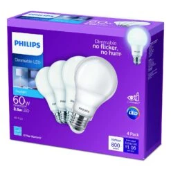 Philips A19 E26 (Medium) LED Bulb Daylight 60 Watt Equivalence 4 Pk -Luminexm Store 6c08c730 b38a 4883 8a05 783e02ad82df
