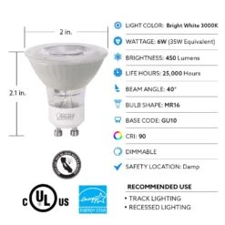 Feit Enhance MR16 GU10 LED Bulb Bright White 50 Watt Equivalence 3 Pk -Luminexm Store 70a1c4e7 c1f7 4989 896e 10d4b40d0915