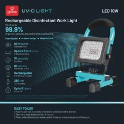 Globe Electric UV Disinfection LED Rechargeable Stand (H Or Scissor) Work Light -Luminexm Store 772a4032 89f4 4f97 a98d b384bce1fa07