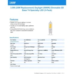 Feit LED Specialty T4 G9 LED Bulb Daylight 35 Watt Equivalence 3 Pk -Luminexm Store 7c9f3d3a 5111 46e1 baa9 4e78b4de998a