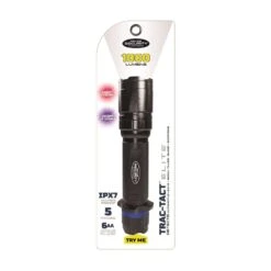 Police Security Trac-Tact 1000 Lm Black LED Flashlight AA Battery