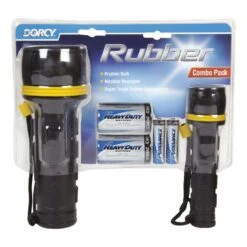 Dorcy Rubber Black Krypton Flashlight Combo Pack AA/D Battery