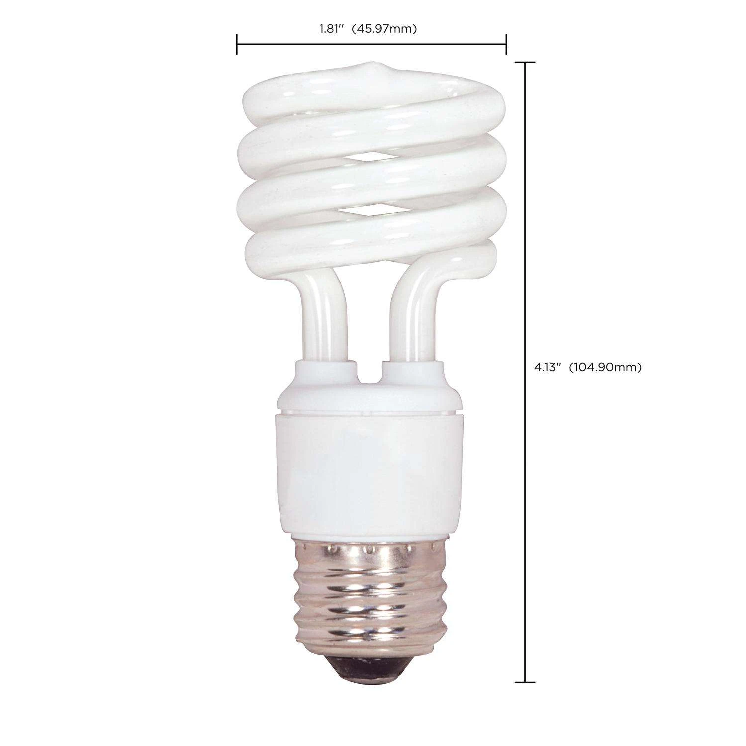 Satco 13 W T2 1.81 In. D X 4.13 In. L CFL Bulb Soft White Compact 2700 K 4 Pk 4 Satco 13 W T2 1.81 In. D X 4.13 In. L CFL Bulb Soft White Compact 2700 K 4 Pk - Image 2