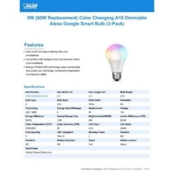 Feit Smart Home A19 E26 (Medium) Smart-Enabled LED Bulb Color Changing 60 Watt Equivalence 3 Pk -Luminexm Store 8ffaa2be 624e 4d8b addc 50e6a61ea263