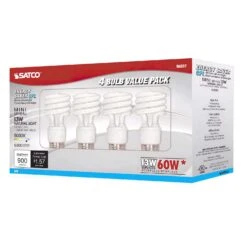 Satco 13 W T2 1.81 In. D X 4.13 In. L CFL Bulb Daylight Spiral 5000 K 4 Pk -Luminexm Store 926ba5a0 9c56 4e51 a74a 17e3c2455b14