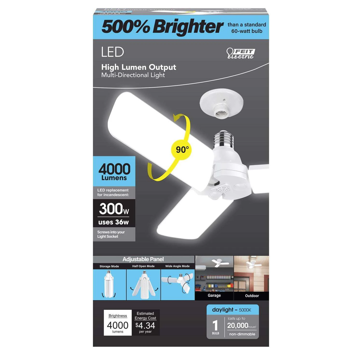 Feit LED Specialty 36 W ED26 LED HID Bulb 4000 Lm Daylight Specialty 1 Pk 3 Feit LED Specialty 36 W ED26 LED HID Bulb 4000 Lm Daylight Specialty 1 Pk