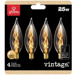Globe Electric 25 W CA10 Vintage Incandescent Bulb E12 (Candelabra) Amber 4 Pk -Luminexm Store 9999cb5b caf2 4acf adb4 50e1cb9cc4fb