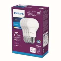 Philips A19 E26 (Medium) LED Bulb Daylight 75 Watt Equivalence 4 Pk