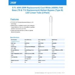 Feit LED Cool White 39.4 In. FA8 T8 Ballast Bypass Bulb 59 Watt Equivalence 2 Pk -Luminexm Store a85ced2c 8613 42b6 8e52 5be08907c769