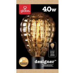 Globe Electric Designer Granada 40 W G40 Decorative Incandescent Bulb E26 (Medium) Amber 1 Pk