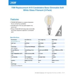 Feit LED A15 E12 (Candelabra) Filament LED Bulb Soft White 75 Watt Equivalence 2 Pk -Luminexm Store b60d79ae aa48 4a69 8e08 73cee01ac34c