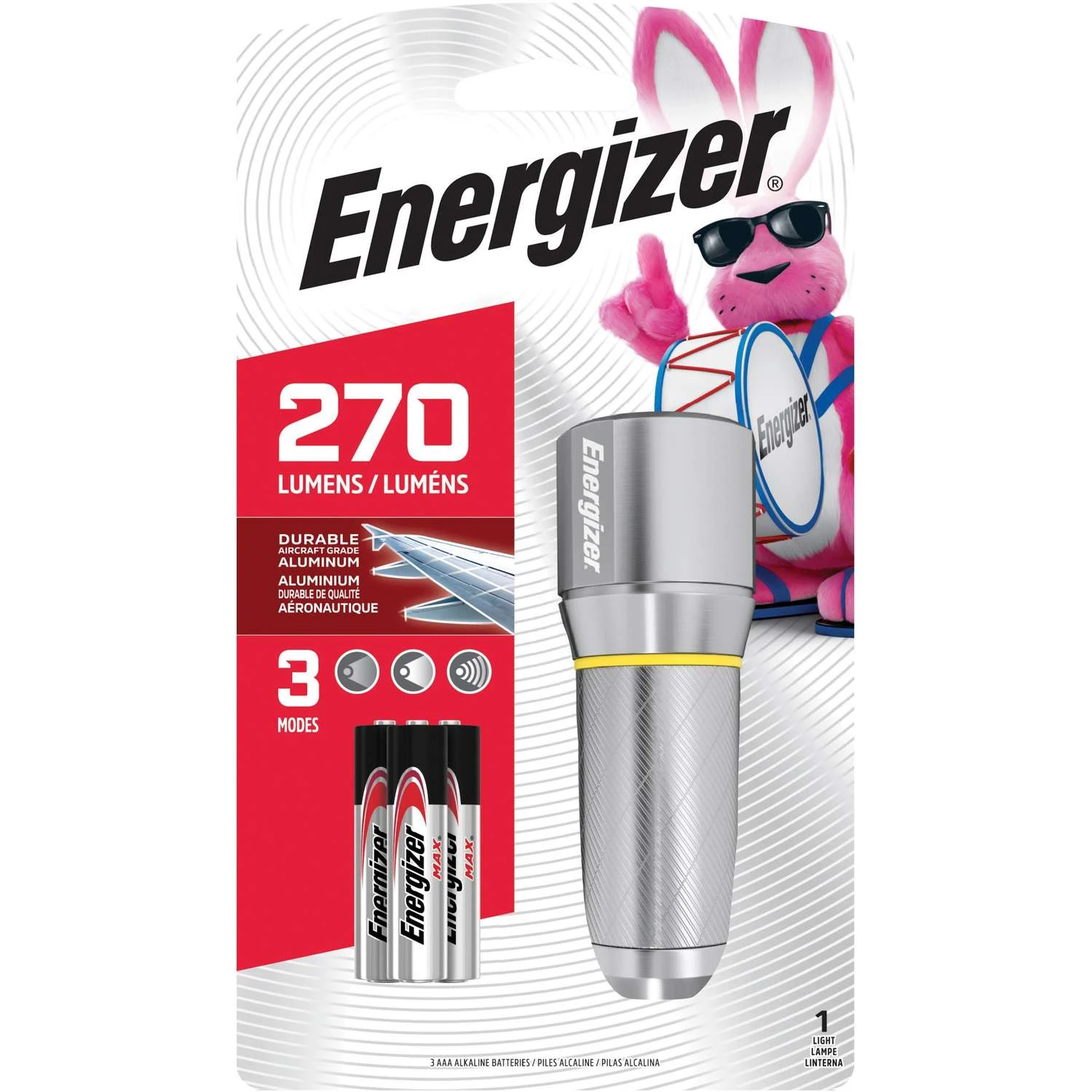 Energizer Vision HD + 270 Lm Gray LED Flashlight AAA Battery 3 Energizer Vision HD + 270 Lm Gray LED Flashlight AAA Battery