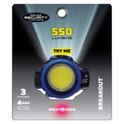 Police Security Breakout 550 Lm Black LED COB Head Lamp AA Battery