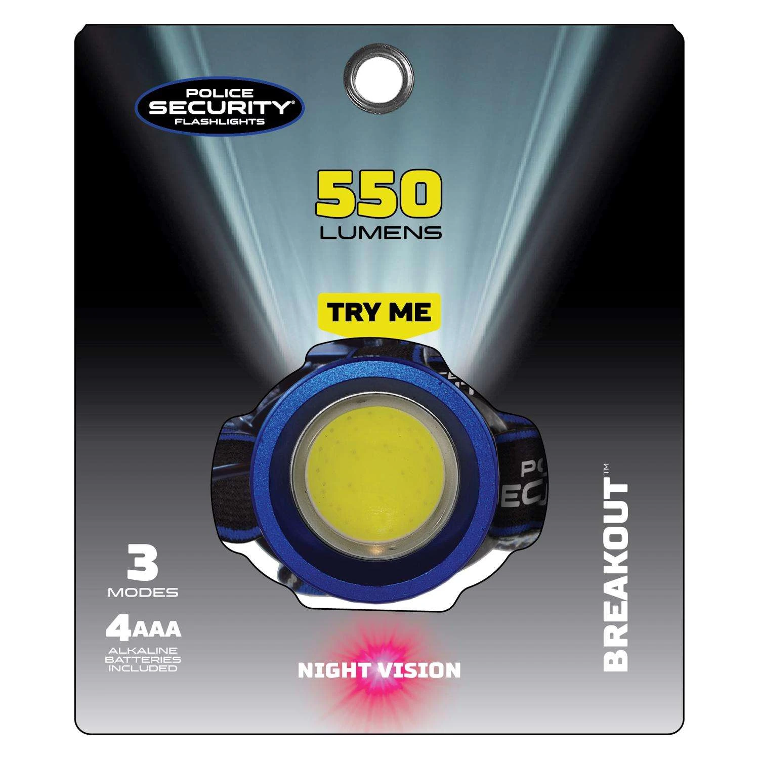 Police Security Breakout 550 Lm Black LED COB Head Lamp AA Battery 3 Police Security Breakout 550 Lm Black LED COB Head Lamp AA Battery