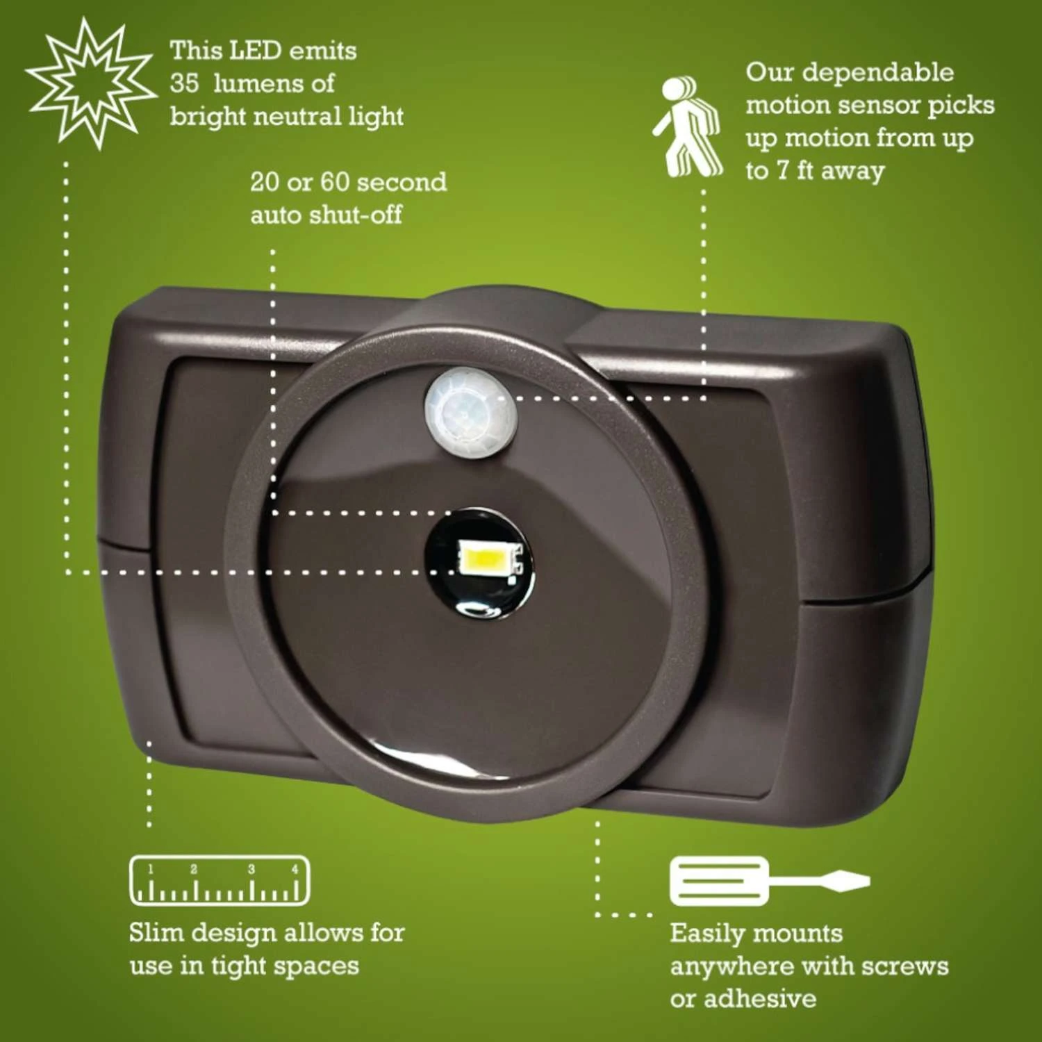 Mr. Beams 4-1/2 In. L Dark Brown Battery Powered LED Motion Sensor Task Light 35 Lm 7 Mr. Beams 4-1/2 In. L Dark Brown Battery Powered LED Motion Sensor Task Light 35 Lm - Image 5