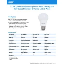 Feit Enhance A19 E26 (Medium) LED Bulb Bright White 100 Watt Equivalence 2 Pk -Luminexm Store cc6eb21c f1ff 48ae 86a8 e4fd91a16b5e
