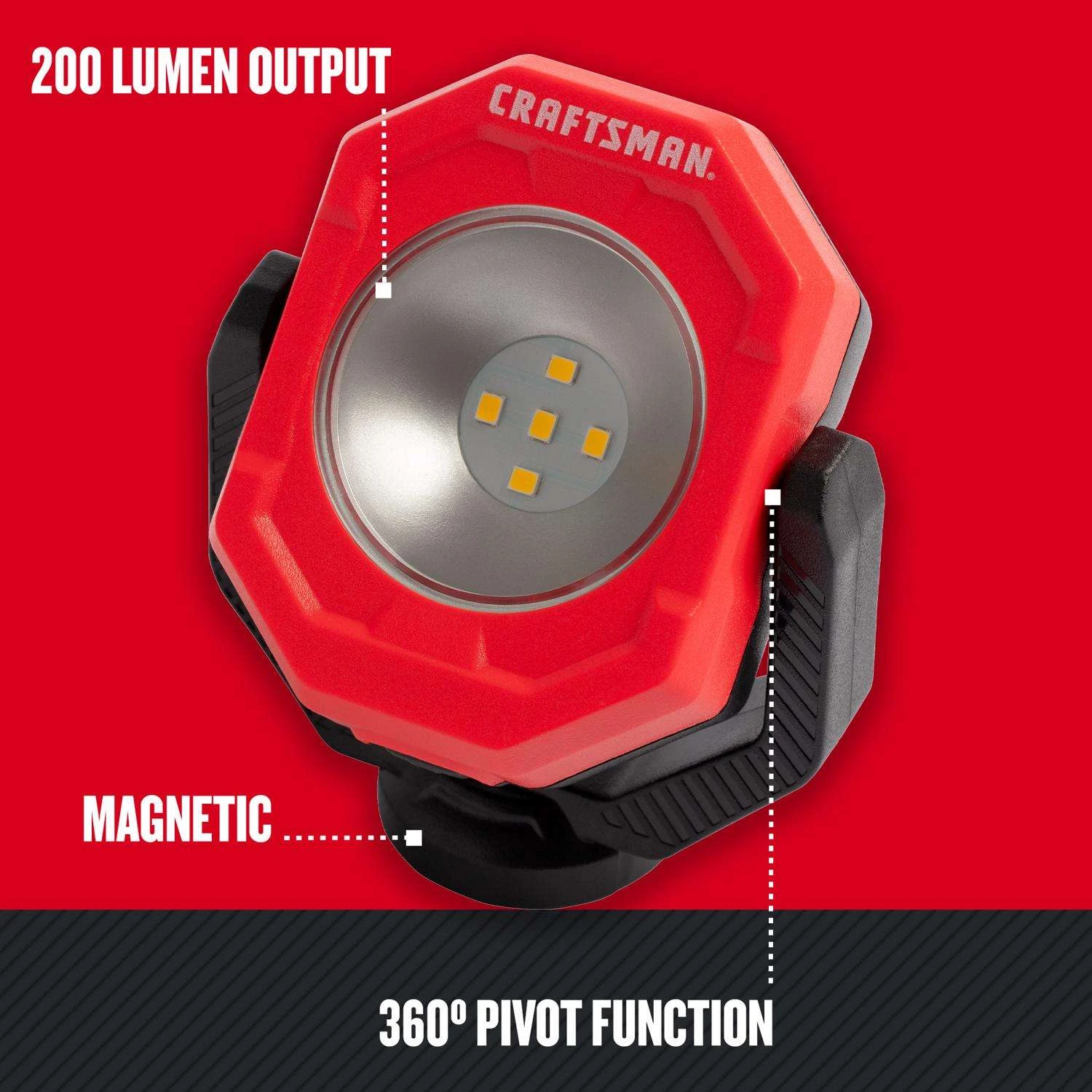 Craftsman 200 Lm LED Battery Magnetic Pivot Light 4 Craftsman 200 Lm LED Battery Magnetic Pivot Light - Image 2