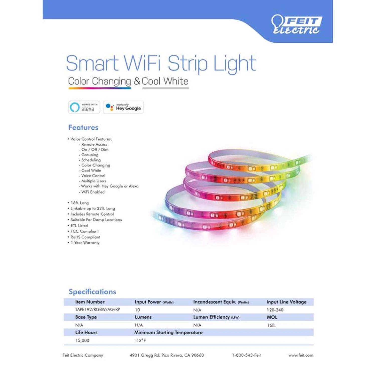 Feit Smart Home 16 Ft. L Color Changing Plug-In LED Smart Light Strip 1 Pk 12 Feit Smart Home 16 Ft. L Color Changing Plug-In LED Smart Light Strip 1 Pk - Image 10