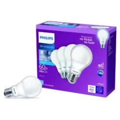 Philips A19 E26 (Medium) LED Bulb Daylight 60 Watt Equivalence 4 Pk