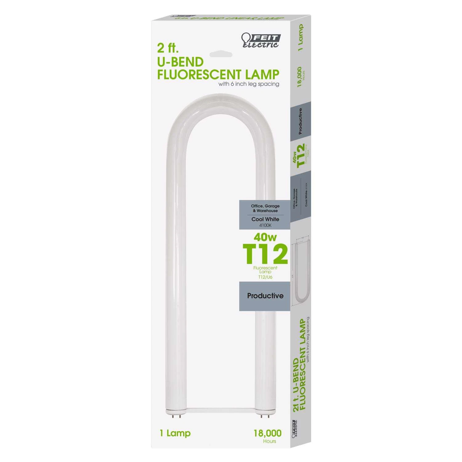 Feit Legacy Bulbs 40 W T12 7.3 In. D X 22.8 In. L Fluorescent Bulb Cool White U-Bend 4100 K 1 Pk 3 Feit Legacy Bulbs 40 W T12 7.3 In. D X 22.8 In. L Fluorescent Bulb Cool White U-Bend 4100 K 1 Pk