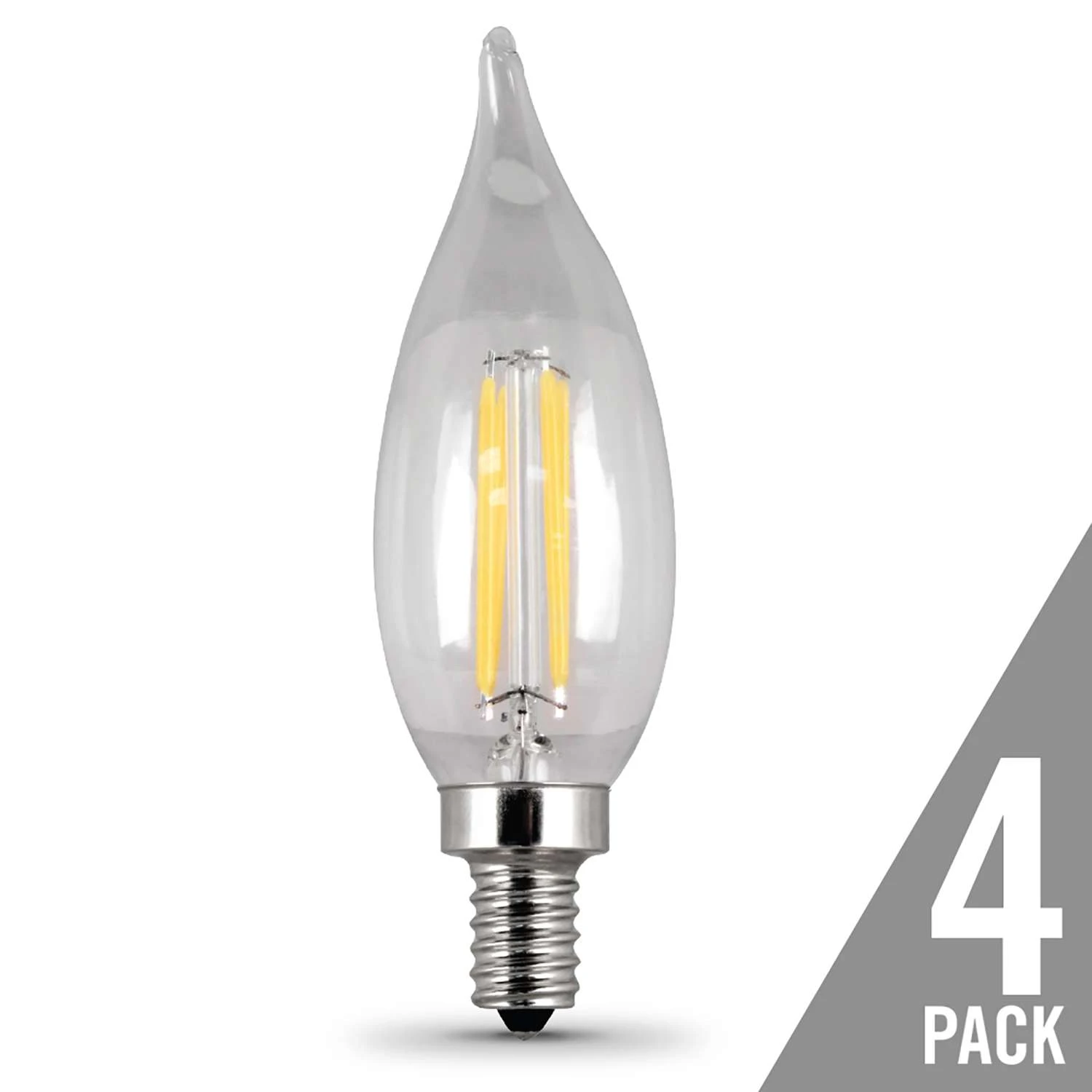 Feit Enhance CA10 (Flame Tip) E12 (Candelabra) Filament LED Bulb Soft White 40 Watt Equivalence 4 Pk 4 Feit Enhance CA10 (Flame Tip) E12 (Candelabra) Filament LED Bulb Soft White 40 Watt Equivalence 4 Pk - Image 2