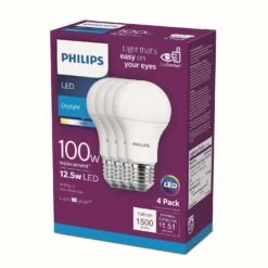 Philips A19 E26 (Medium) LED Bulb Daylight 100 Watt Equivalence 4 Pk