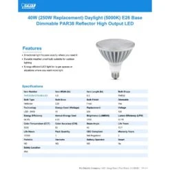 Feit LED PAR38 E26 (Medium) LED Bulb Daylight 250 Watt Equivalence 1 Pk 9 Feit LED PAR38 E26 (Medium) LED Bulb Daylight 250 Watt Equivalence 1 Pk -Luminexm Store f0900617 8c2c 402a b4e6 4d5482780f35