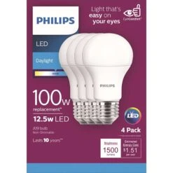 Philips A19 E26 (Medium) LED Bulb Daylight 100 Watt Equivalence 4 Pk -Luminexm Store f4ba40cb b23e 4f79 9cc7 e483e49e9b59