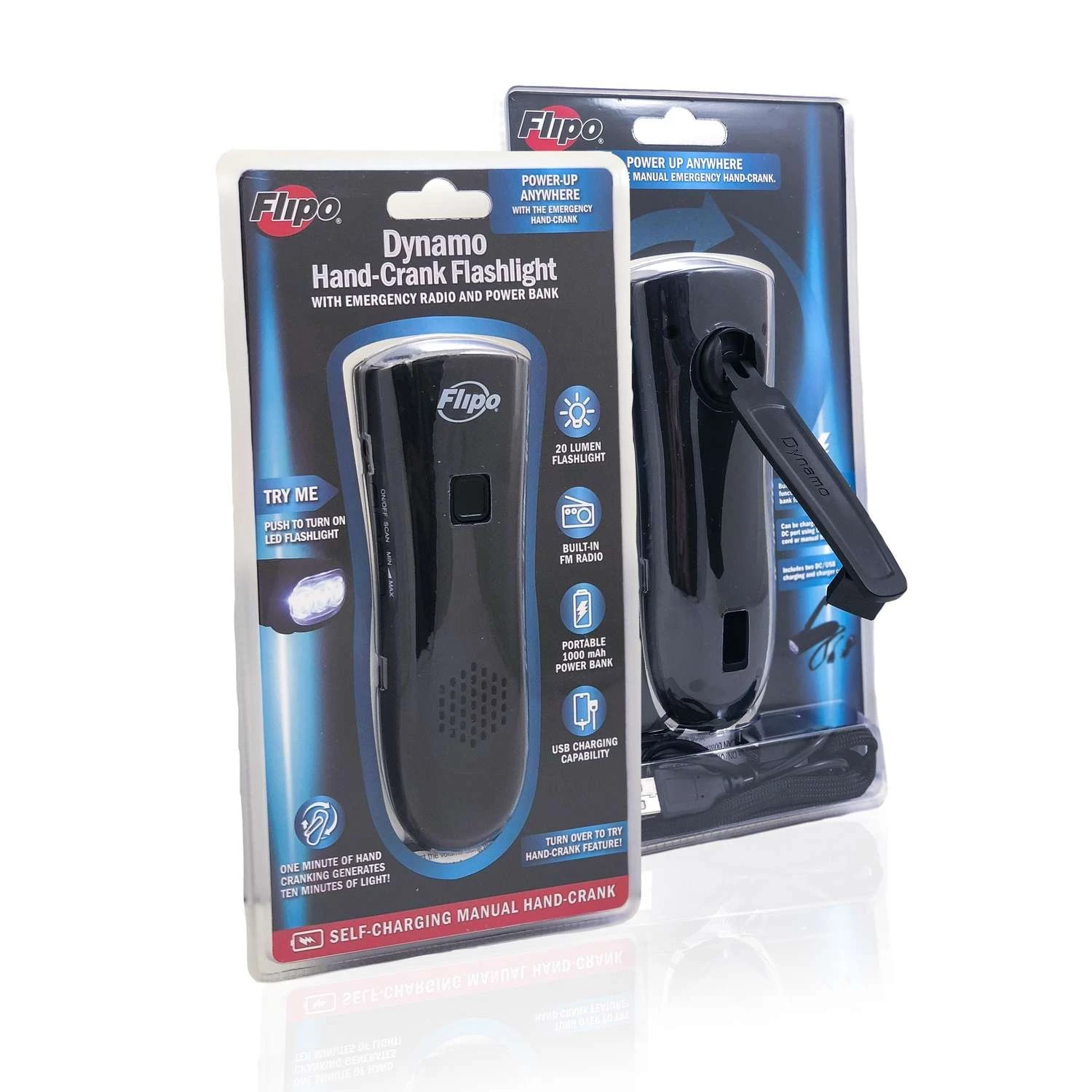 Flipo Dynamo 20 Lm Black LED Crank Radio/Flashlight 18650 Battery 3 Flipo Dynamo 20 Lm Black LED Crank Radio/Flashlight 18650 Battery